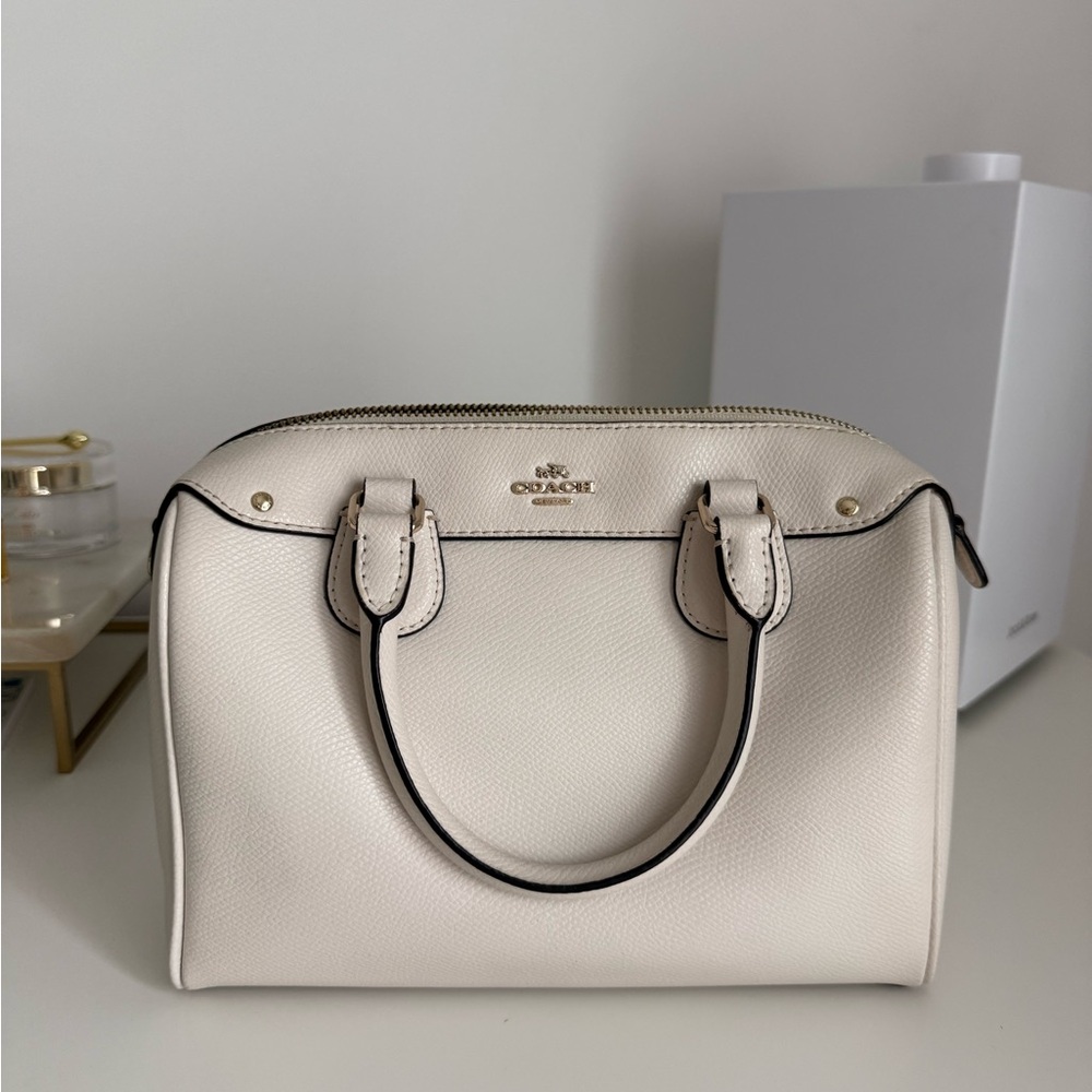 Authentic Coach Cream Leather Satchel Top Handle Crossbody Handbag